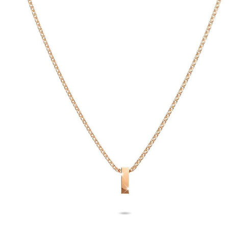 Initials Brick Alphabet Letter Necklace Rose Gold Layered Steel Jewellery